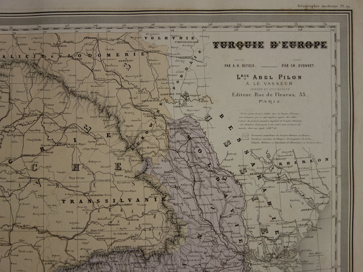 Antike Balkankarte des griechischen und türkischen Reiches von 1880 – Große alte Karte von Rumänien, Bulgarien, Serbien, Bosnien und Montenegro