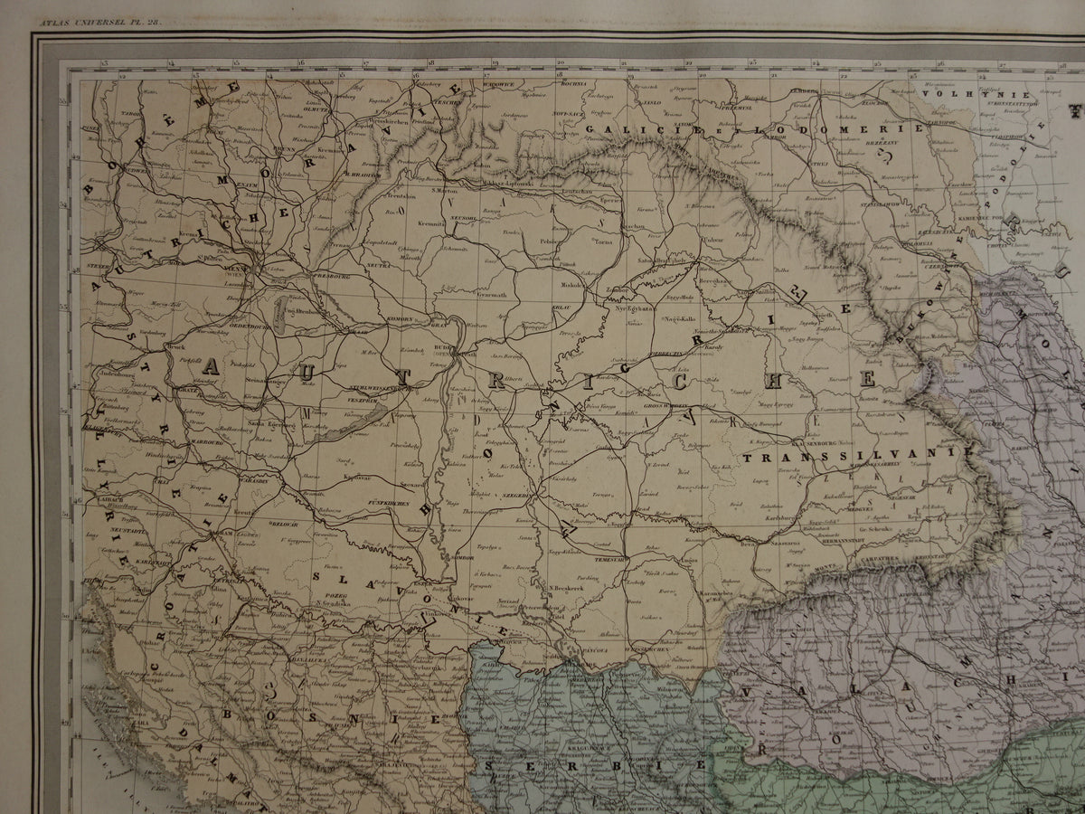 Antike Balkankarte des griechischen und türkischen Reiches von 1880 – Große alte Karte von Rumänien, Bulgarien, Serbien, Bosnien und Montenegro