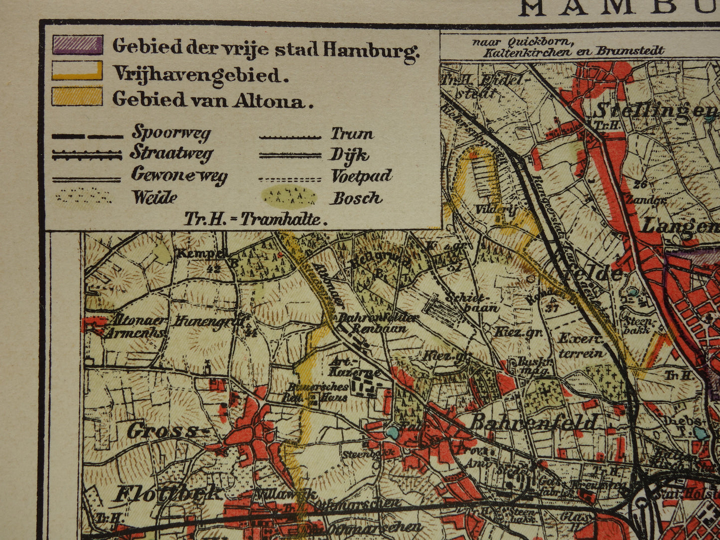 HAMBURG oude kaart van Hamburg Duitsland uit 1908 originele antieke plattegrond vintage landkaart