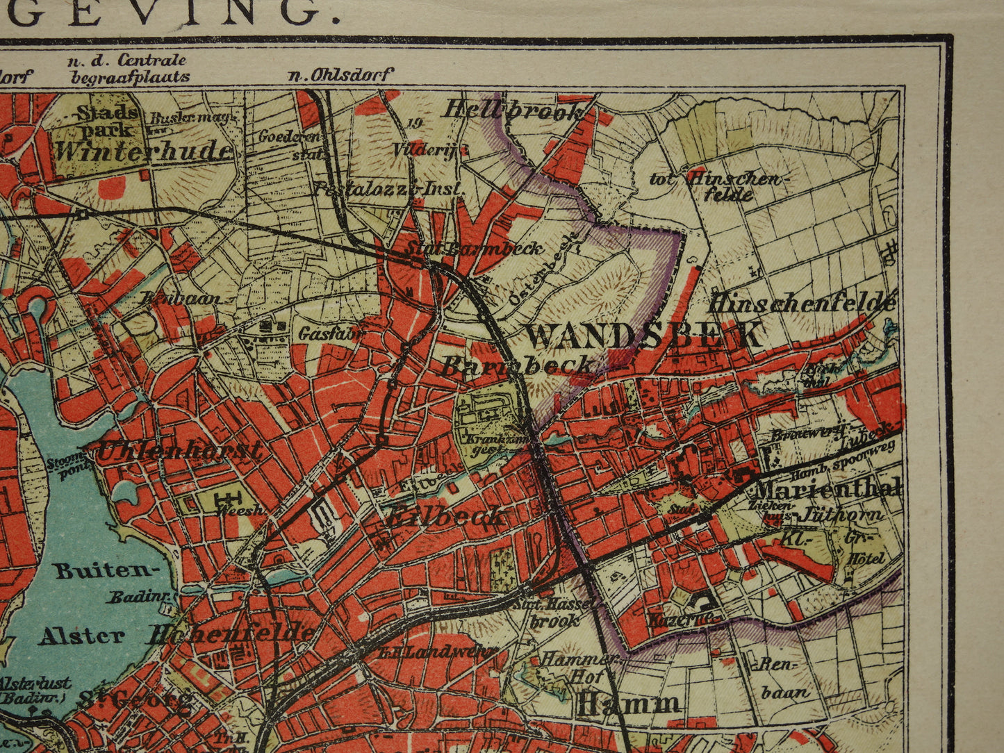 HAMBURG oude kaart van Hamburg Duitsland uit 1908 originele antieke plattegrond vintage landkaart