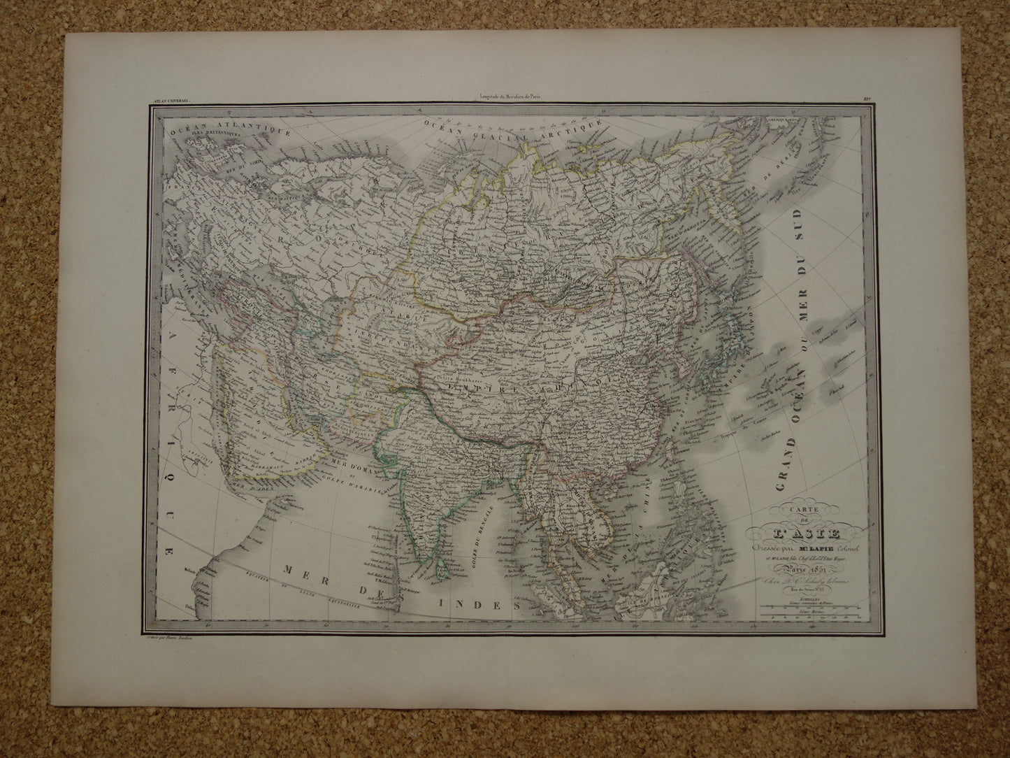 Prachtige antieke kaart van AZIË uit 1851 Grote originele oude handgekleurde landkaart 51 x 69 met jaartal te koop vintage landkaarten van continent Azie