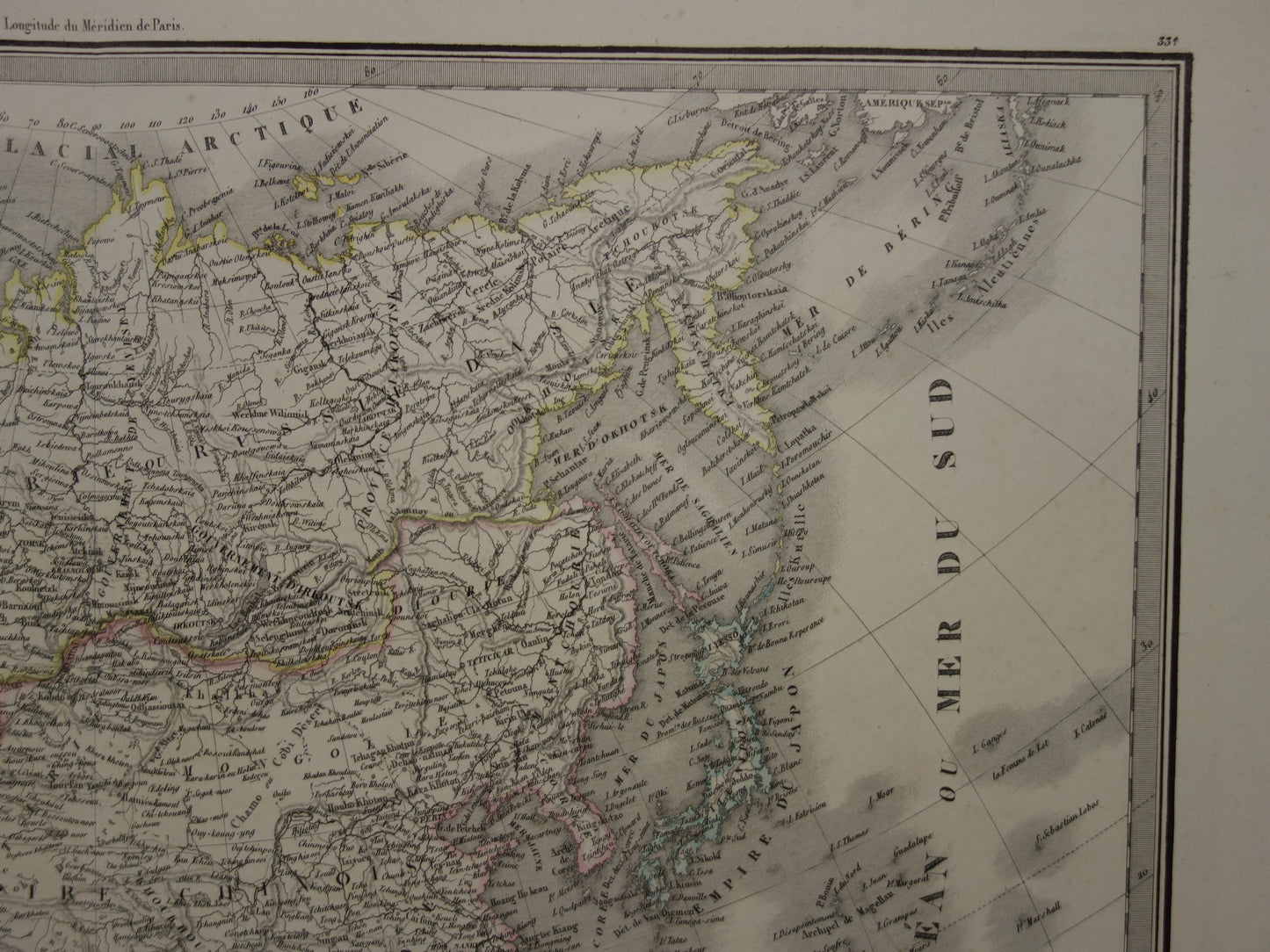 Prachtige antieke kaart van AZIË uit 1851 Grote originele oude handgekleurde landkaart 51 x 69 met jaartal te koop vintage landkaarten van continent Azie