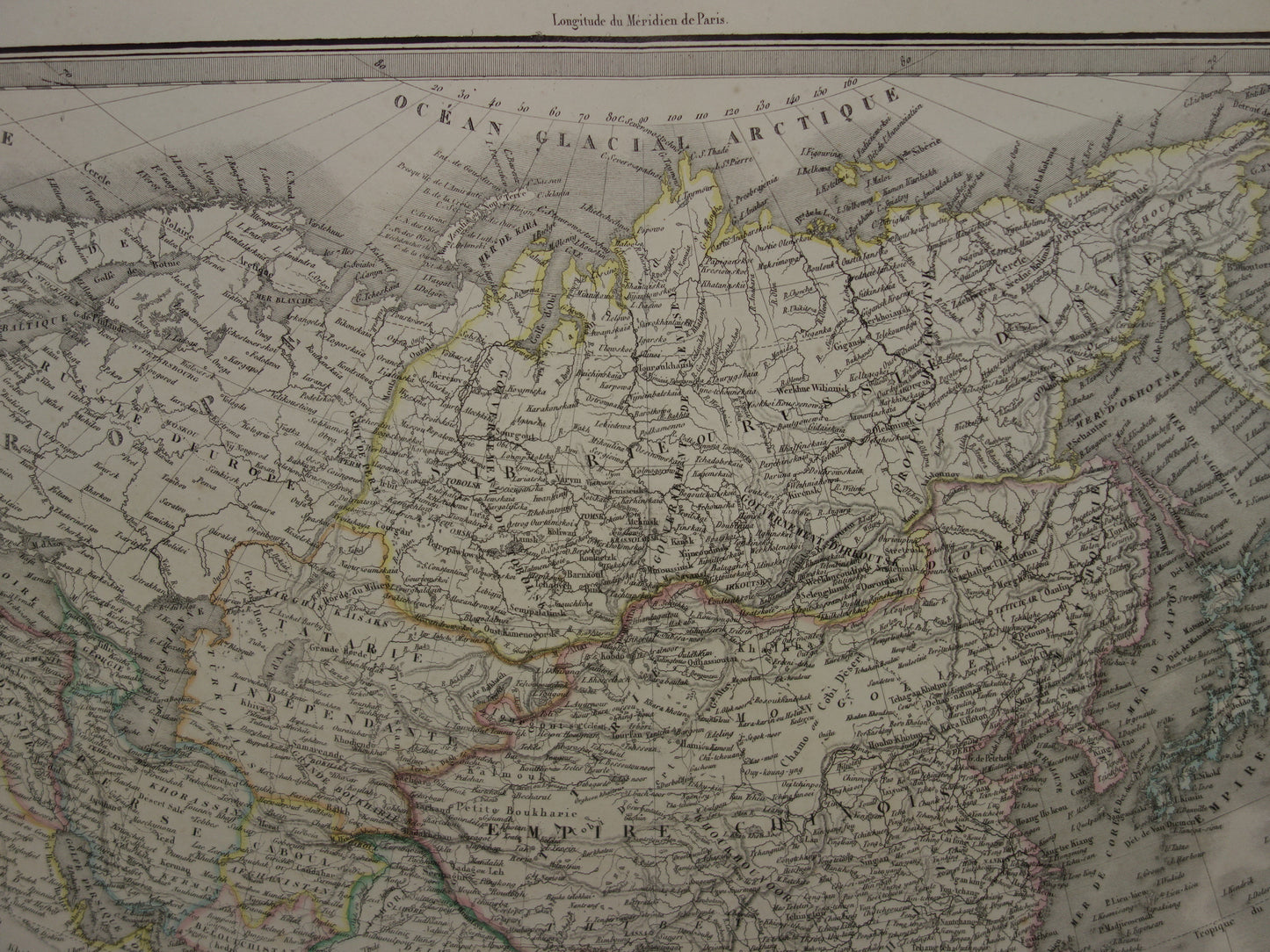 Prachtige antieke kaart van AZIË uit 1851 Grote originele oude handgekleurde landkaart 51 x 69 met jaartal te koop vintage landkaarten van continent Azie