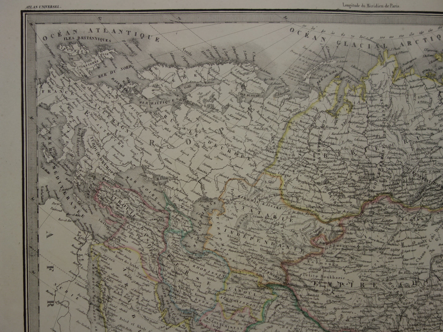 Prachtige antieke kaart van AZIË uit 1851 Grote originele oude handgekleurde landkaart 51 x 69 met jaartal te koop vintage landkaarten van continent Azie