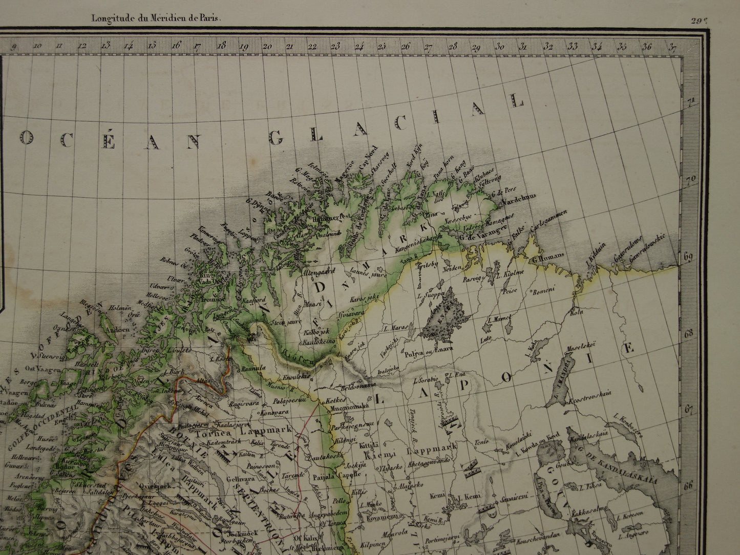 Noorwegen en Zweden grote antieke landkaart uit 1851 originele 170+ jaar oude Franse kaart met jaartal