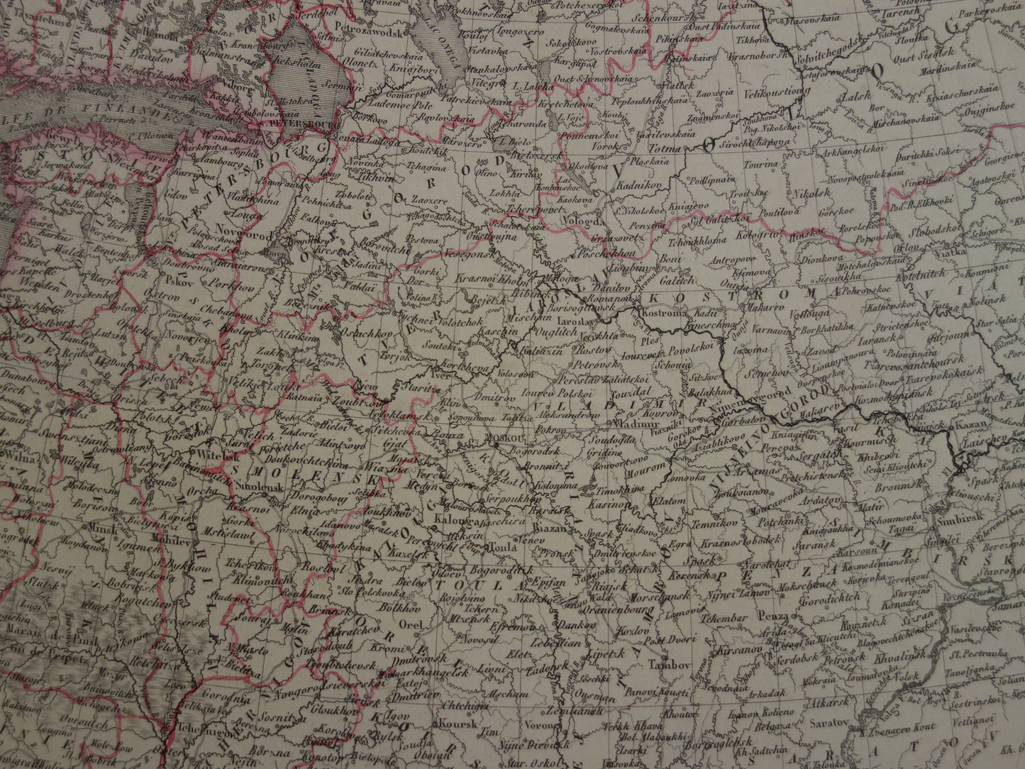 Oude kaart van Europees Rusland uit 1851 originele grote antieke Franse landkaart Russische Rijk in Europa