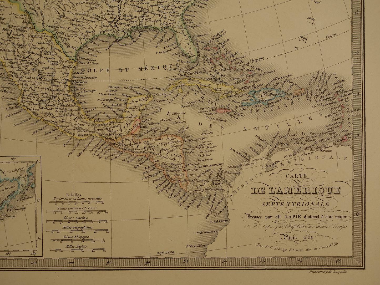 NOORD-AMERIKA grote antieke kaart uit 1851 - Oude landkaart VS Canada Mexico - originele vintage kaarten