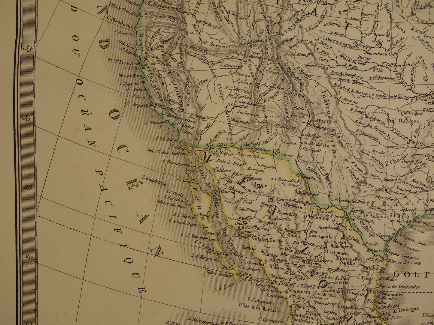 NOORD-AMERIKA grote antieke kaart uit 1851 - Oude landkaart VS Canada Mexico - originele vintage kaarten