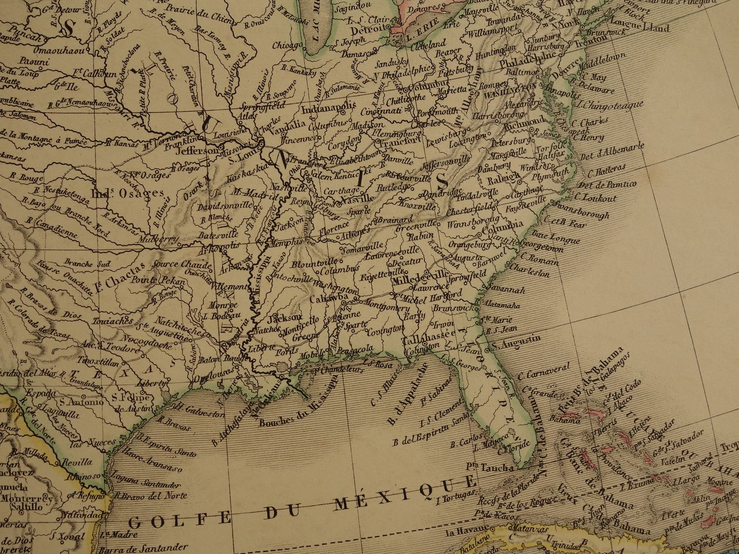 NOORD-AMERIKA grote antieke kaart uit 1851 - Oude landkaart VS Canada Mexico - originele vintage kaarten