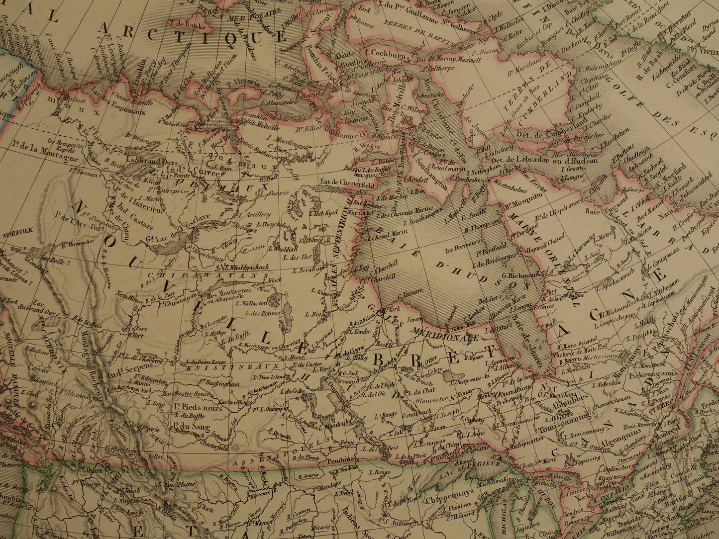 NOORD-AMERIKA grote antieke kaart uit 1851 - Oude landkaart VS Canada Mexico - originele vintage kaarten