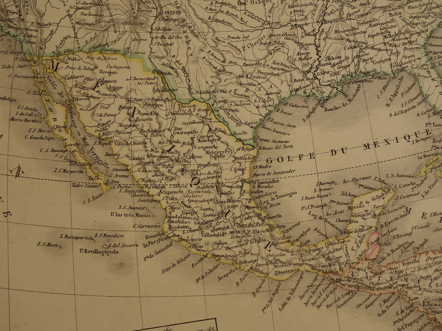 NOORD-AMERIKA grote antieke kaart uit 1851 - Oude landkaart VS Canada Mexico - originele vintage kaarten
