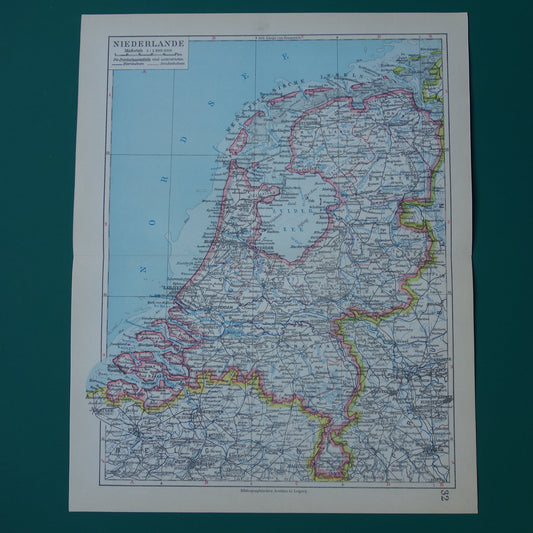 NEDERLAND oude gedetailleerde kaart van Nederland uit 1928 originele vintage landkaart