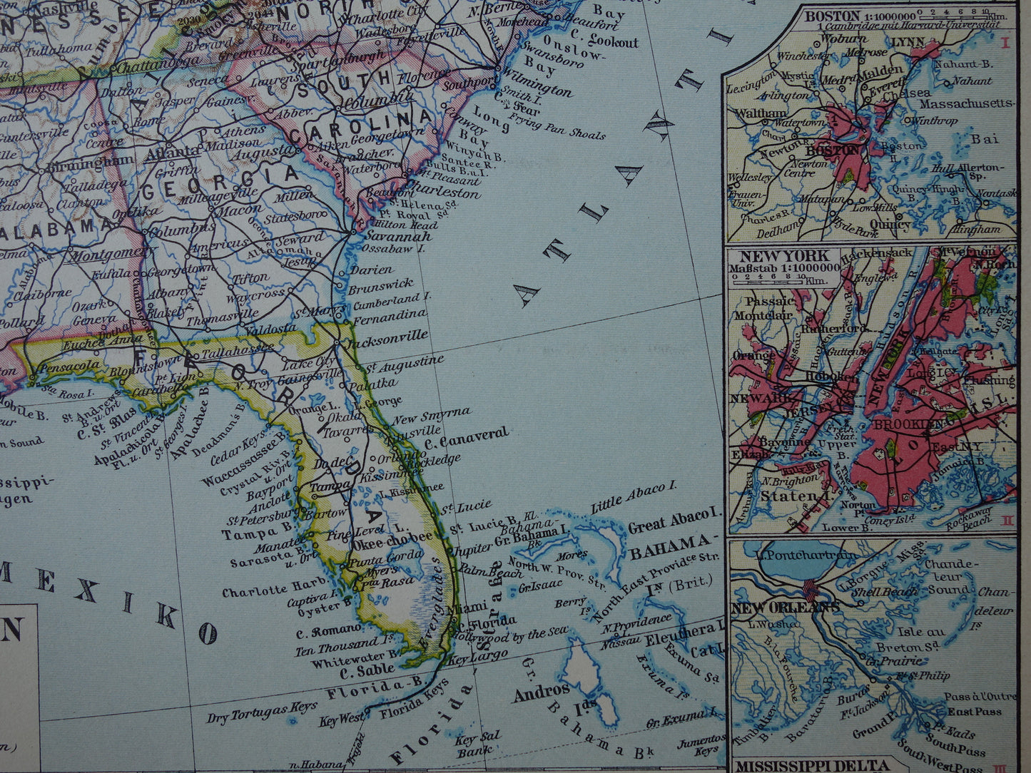 VERENIGDE STATEN set van twee kaarten uit 1928 Kleurrijke landkaart van de VS - originele vintage kaart landkaarten USA