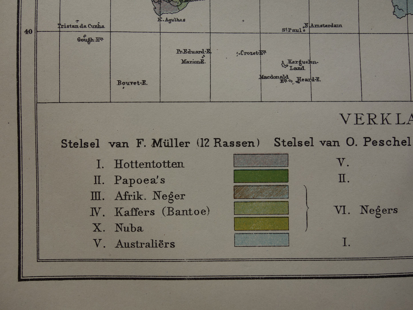 Etnografie Wereldkaart uit 1920 - Originele antieke etnografische kaart van de Wereld - Antieke print Antropologie Volkenkunde Etnologie Menselijke Rassen