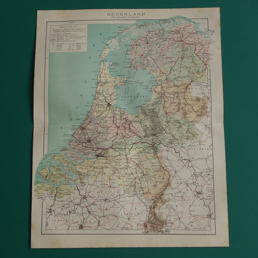 NEDERLAND antieke kaart uit 1920 vintage Nederlandse staatkundige landkaart