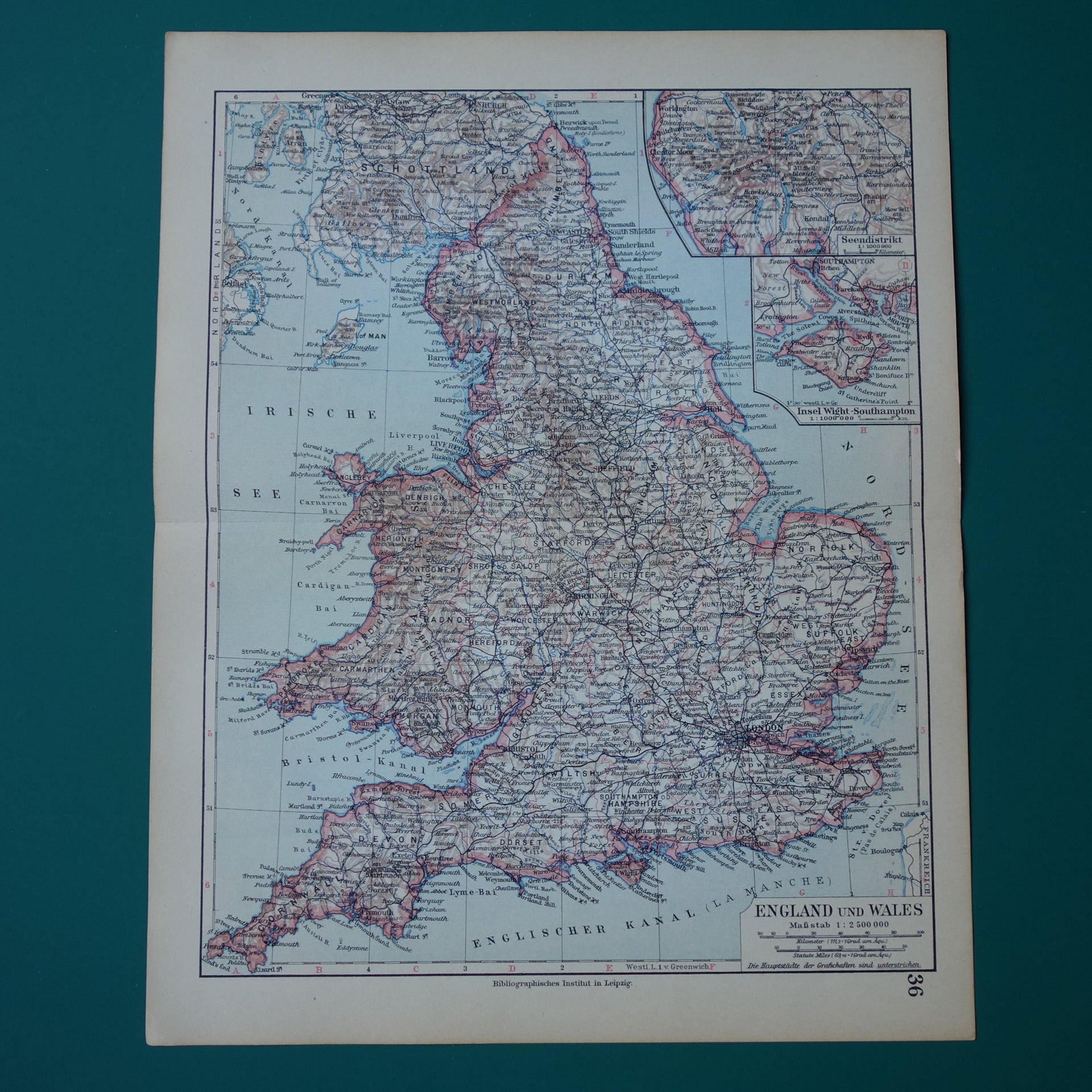 vintage landkaart Engeland Lake District