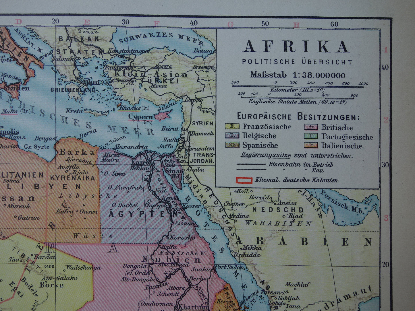 Oude landkaart van Afrika uit 1931 originele vintage kaart van Afrika continent - oude Duitse kaarten