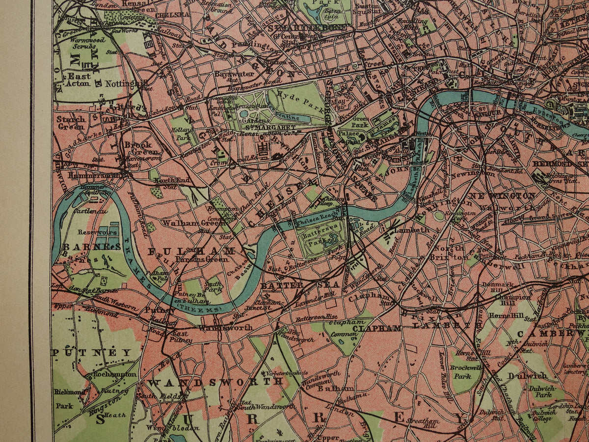 LONDON – Alte Karte von 1909, originale niederländische Karte von London und Umgebung