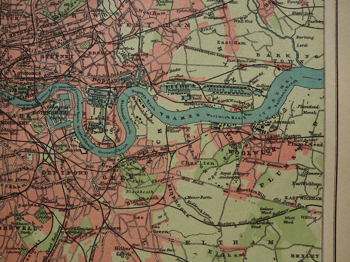 LONDON – Alte Karte von 1909, originale niederländische Karte von London und Umgebung