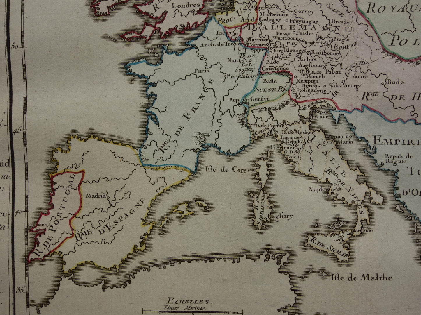 Antieke Landkaart Europa uit 1761 Originele Oude Kaart Continent Europa Vintage Kaarten