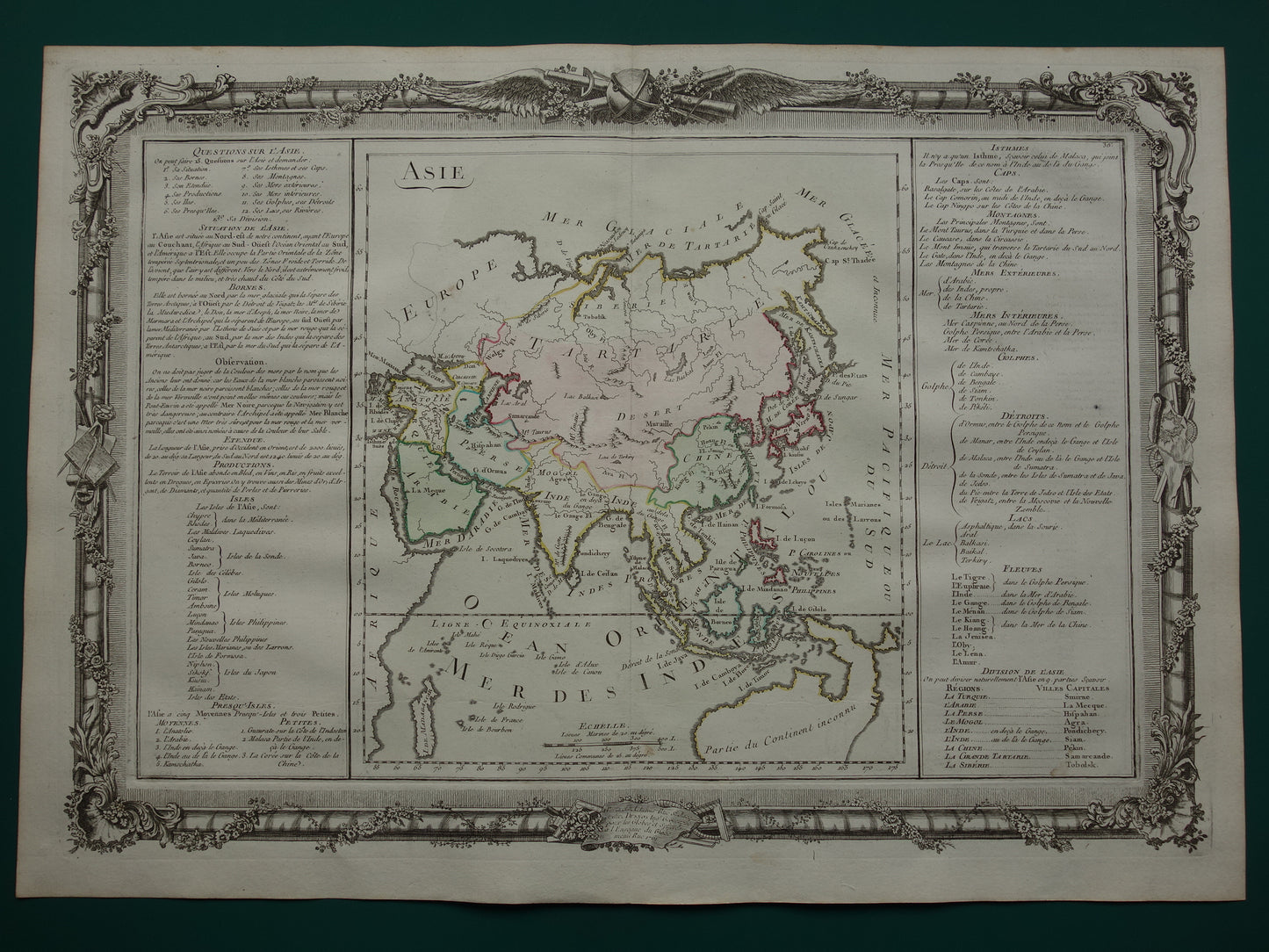 Oude Landkaart Azië uit 1761 Originele Antieke Kaart Continent Azië Vintage Kaarten