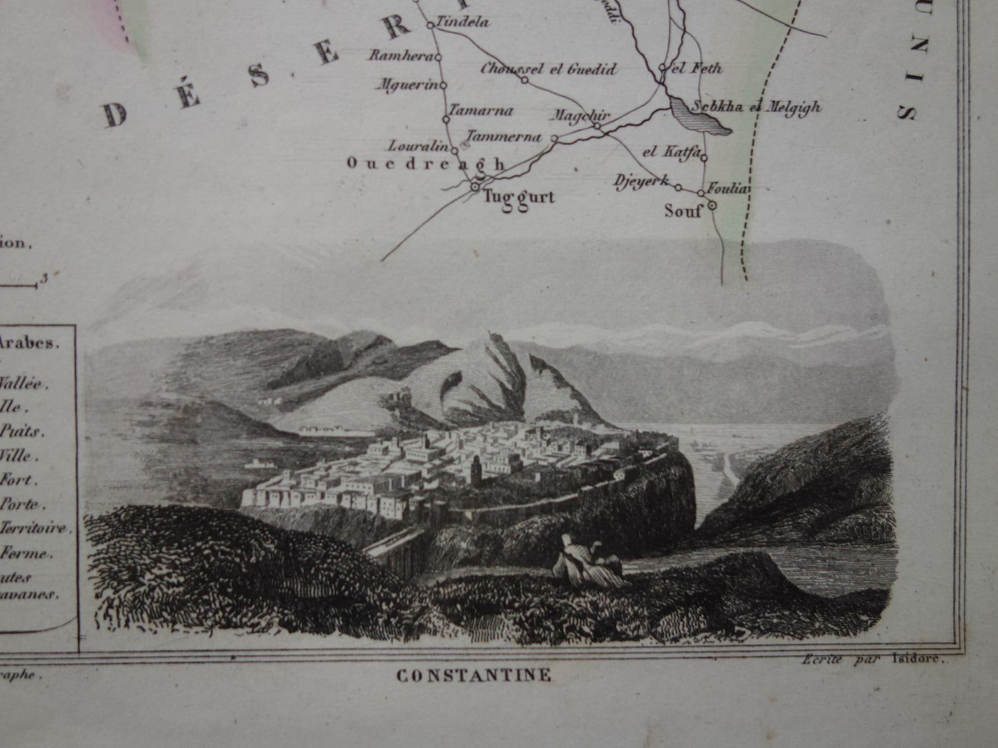 Landkaart van Algerije uit 1856 - originele 165+ jaar oude handgekleurde Franse kaart van Algerije