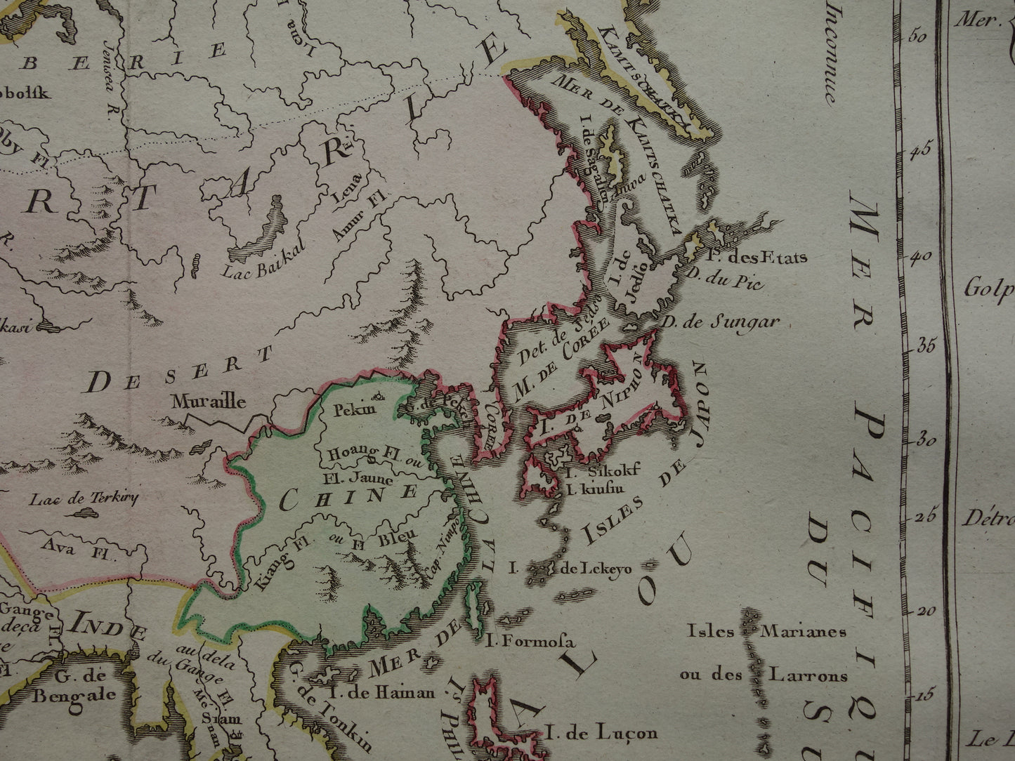 Oude Landkaart Azië uit 1761 Originele Antieke Kaart Continent Azië Vintage Kaarten