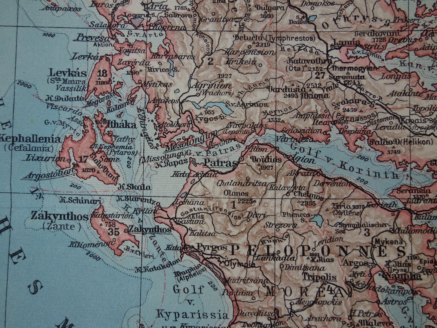 Oude landkaart van Griekenland originele vintage kaart uit 1931