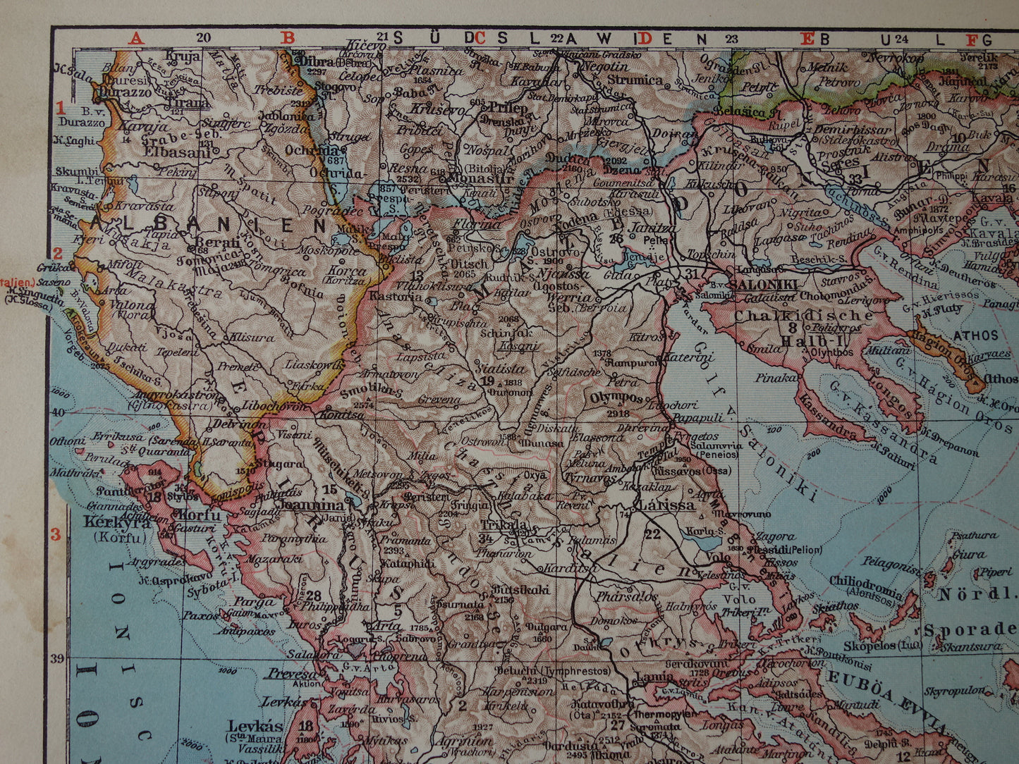 Oude landkaart van Griekenland originele vintage kaart uit 1931