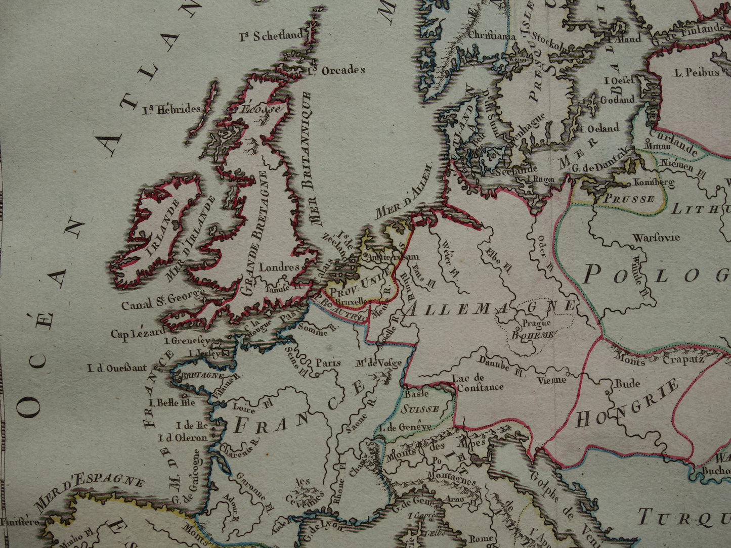 260+ jaar oude Kaart van Europa - Originele antieke Franse landkaart met jaartal