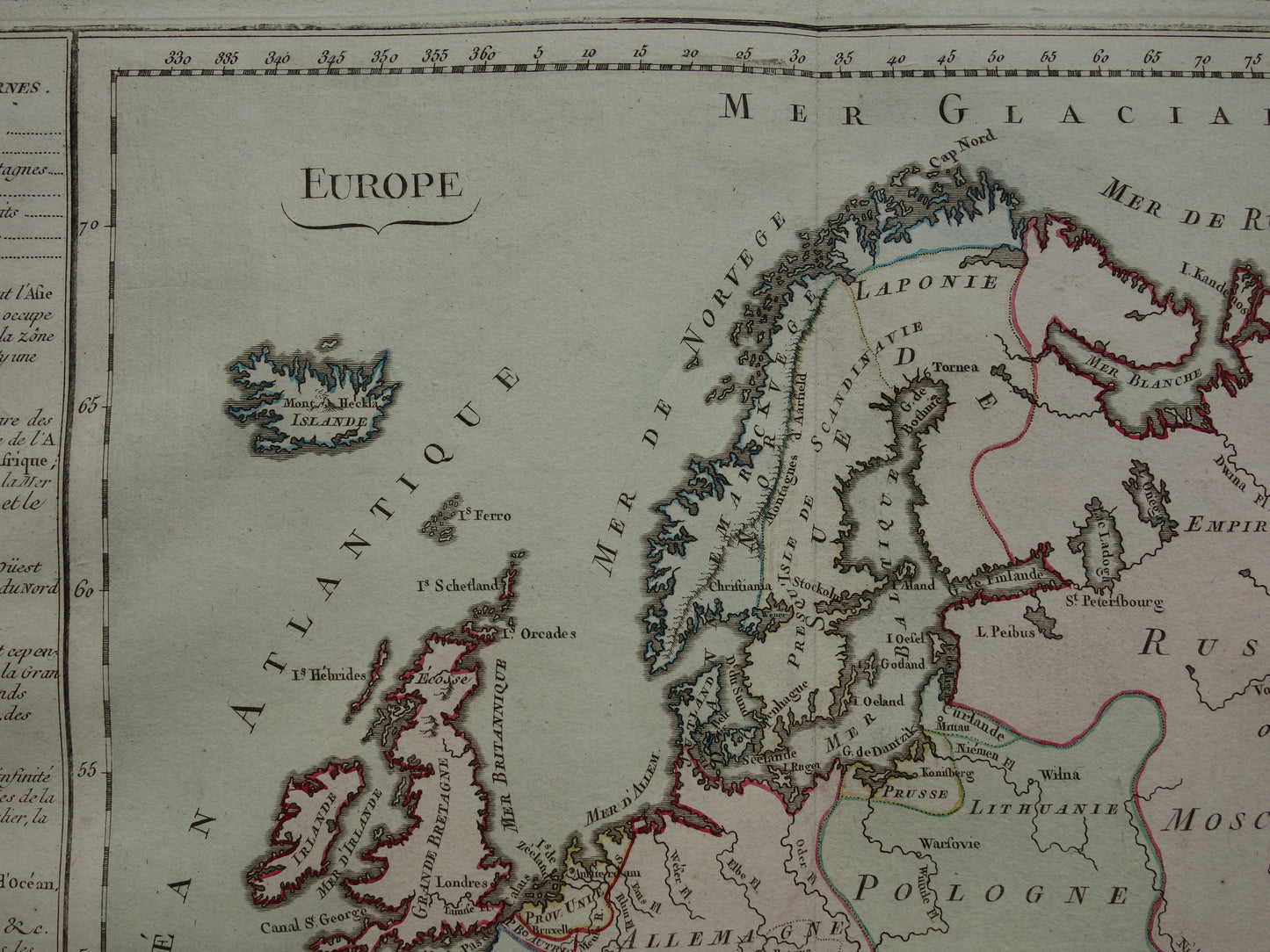 260+ jaar oude Kaart van Europa - Originele antieke Franse landkaart met jaartal