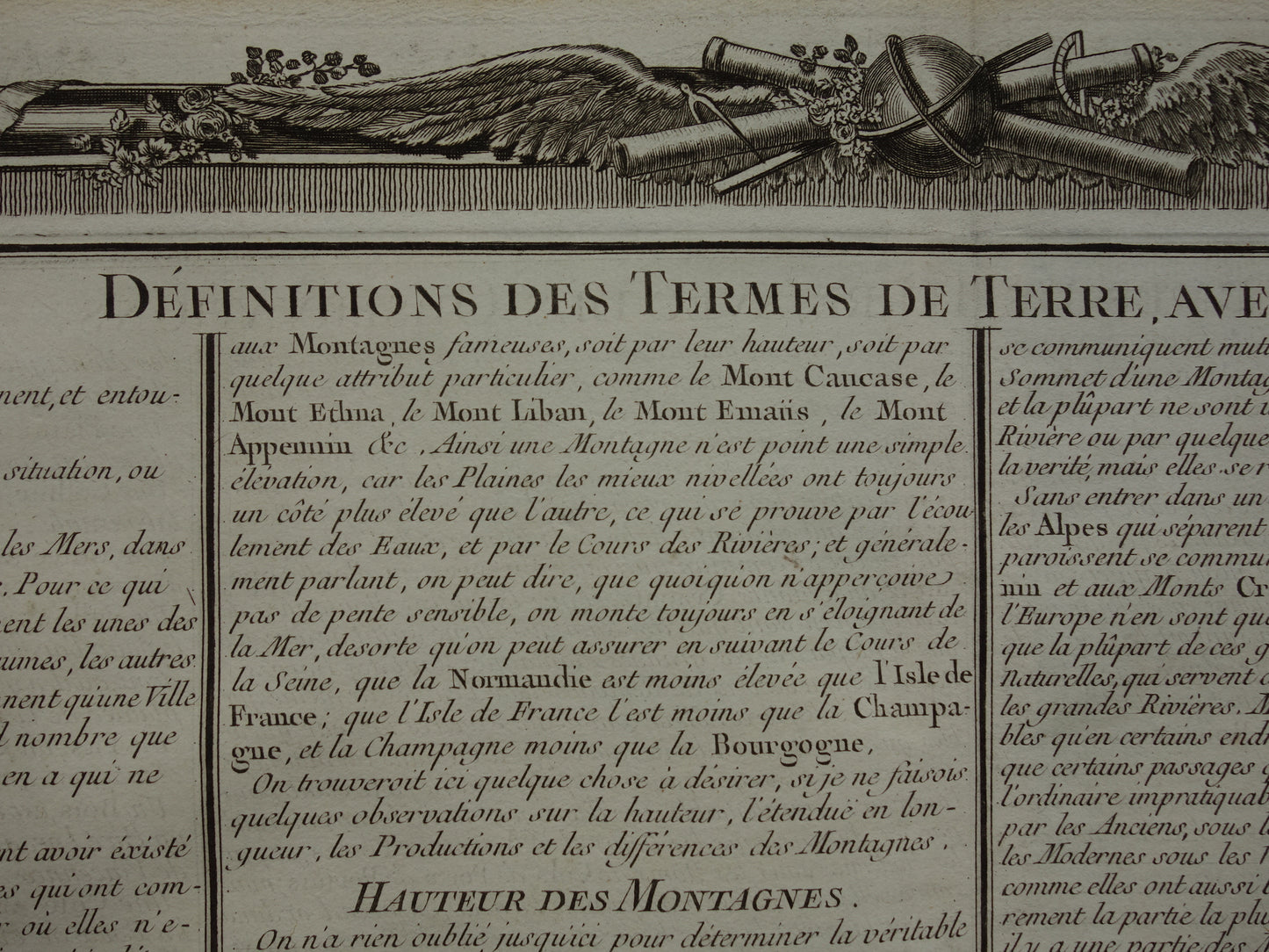 GEOGRAFIE Set van twee oude gravures over begrippen uit Aardrijkskunde - Originele 260+ jaar oude Franse bij elkaar passende prenten