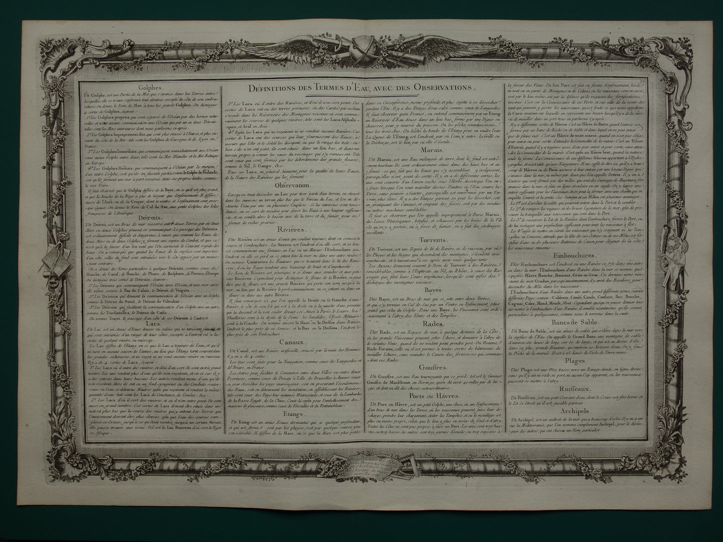 GEOGRAFIE Set van twee oude gravures over begrippen uit Aardrijkskunde - Originele 260+ jaar oude Franse bij elkaar passende prenten