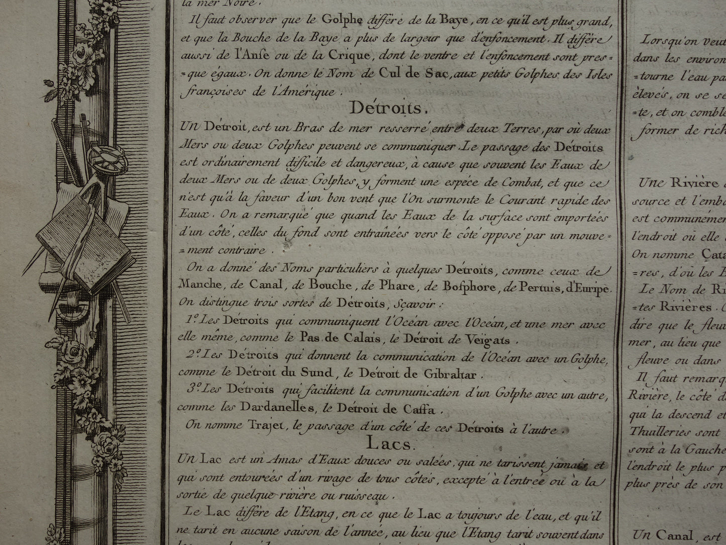 GEOGRAFIE Set van twee oude gravures over begrippen uit Aardrijkskunde - Originele 260+ jaar oude Franse bij elkaar passende prenten