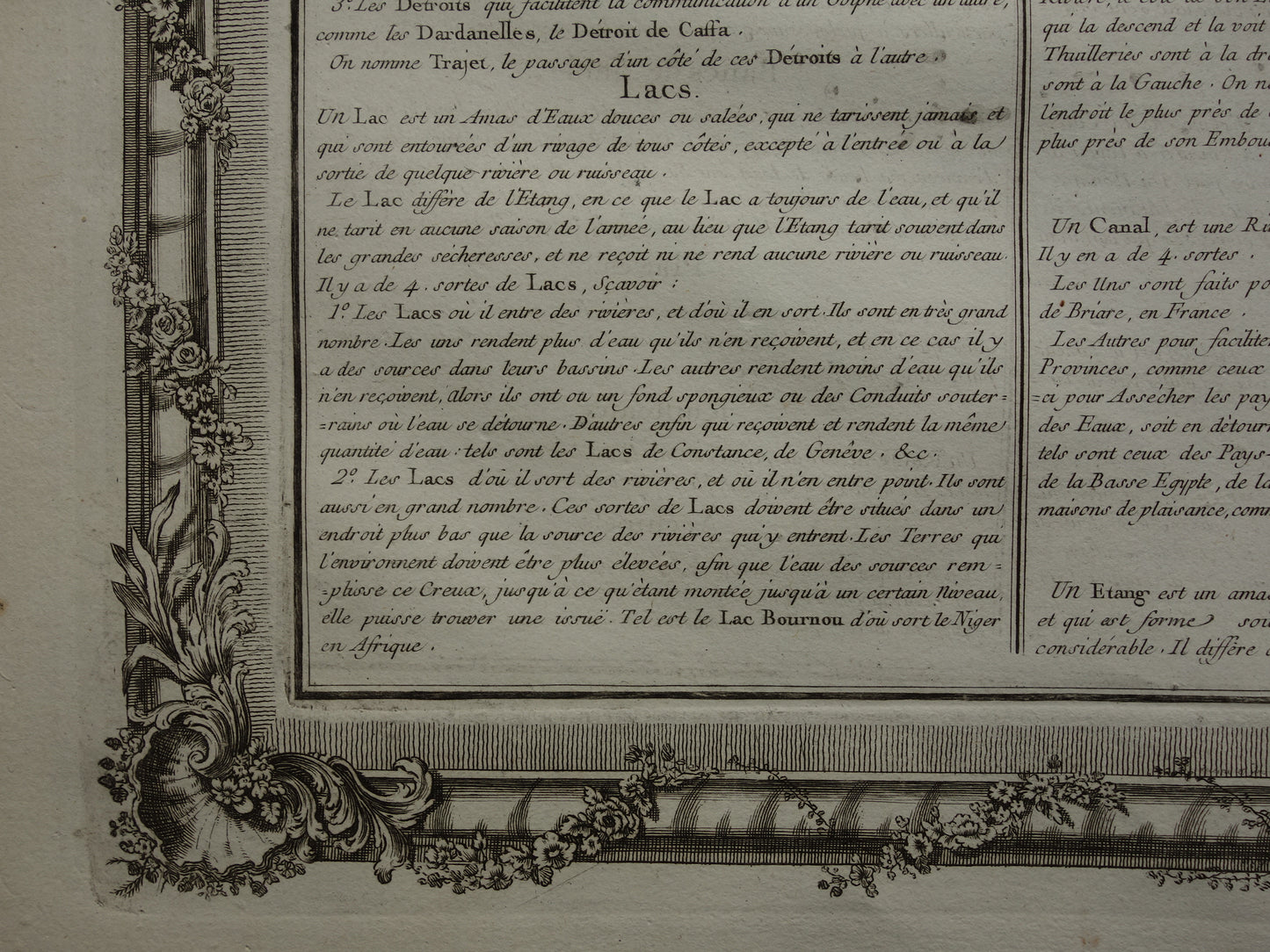 GEOGRAFIE Set van twee oude gravures over begrippen uit Aardrijkskunde - Originele 260+ jaar oude Franse bij elkaar passende prenten