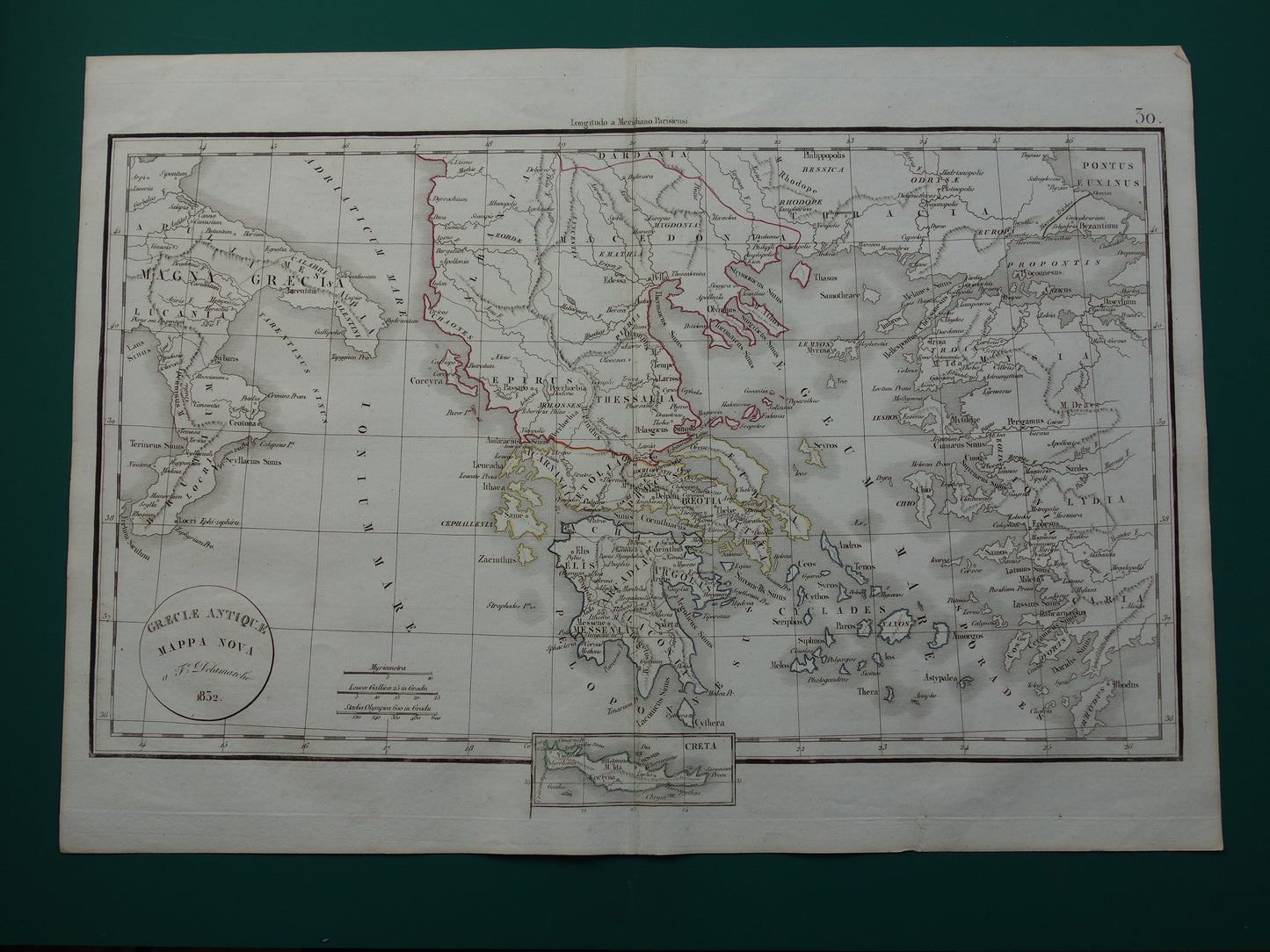 GRIEKENLAND grote oude landkaart van Griekenland in de klassieke oudheid originele antieke kaart uit 1832