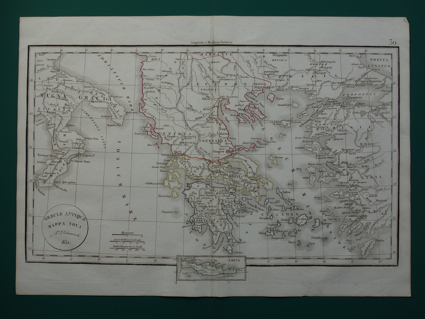 GRIEKENLAND grote oude landkaart van Griekenland in de klassieke oudheid originele antieke kaart uit 1832