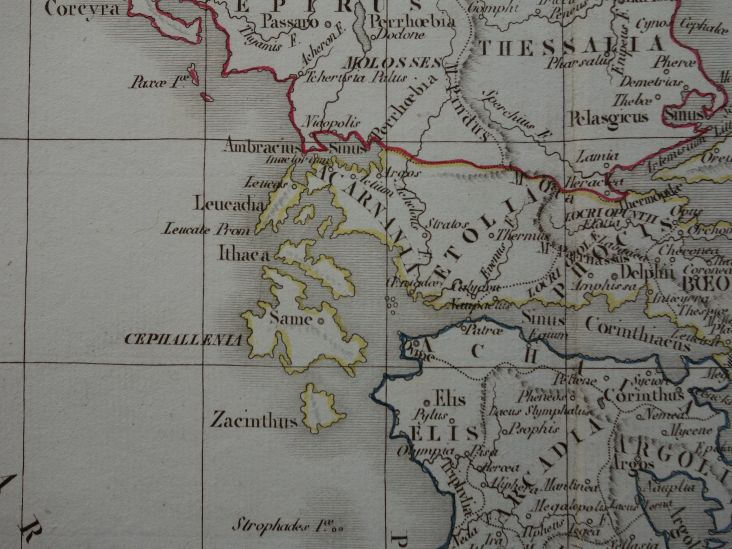 GRIEKENLAND grote oude landkaart van Griekenland in de klassieke oudheid originele antieke kaart uit 1832