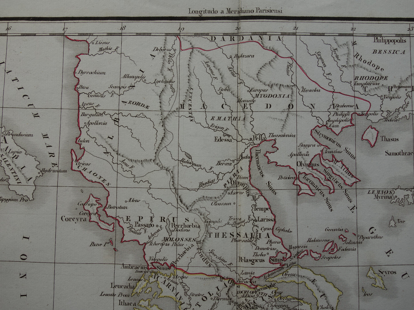 GRIEKENLAND grote oude landkaart van Griekenland in de klassieke oudheid originele antieke kaart uit 1832