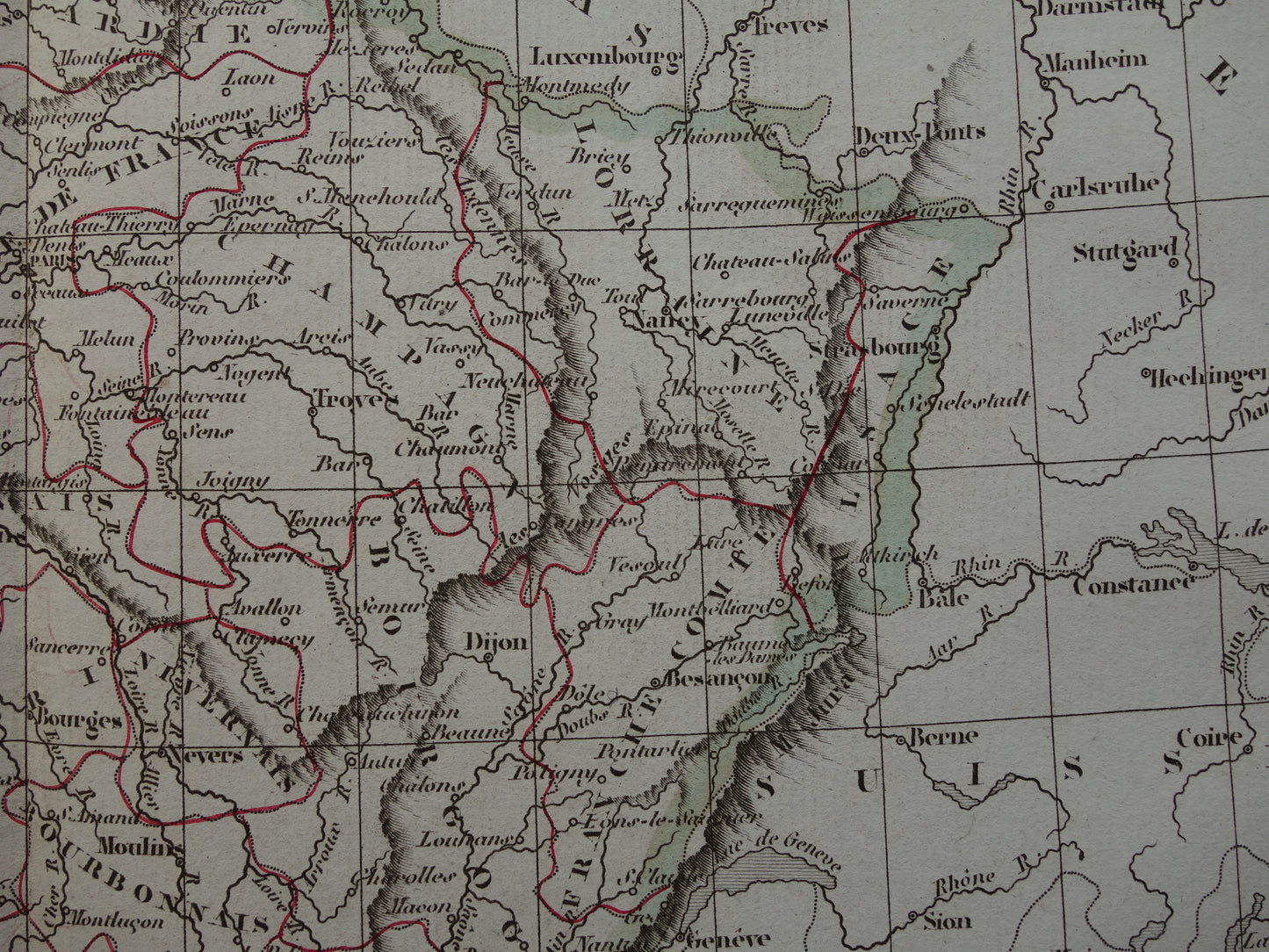 FRANKRIJK oude historische landkaart van 32 provincies Frankrijk voor 1790 - originele antieke kaart uit 1833
