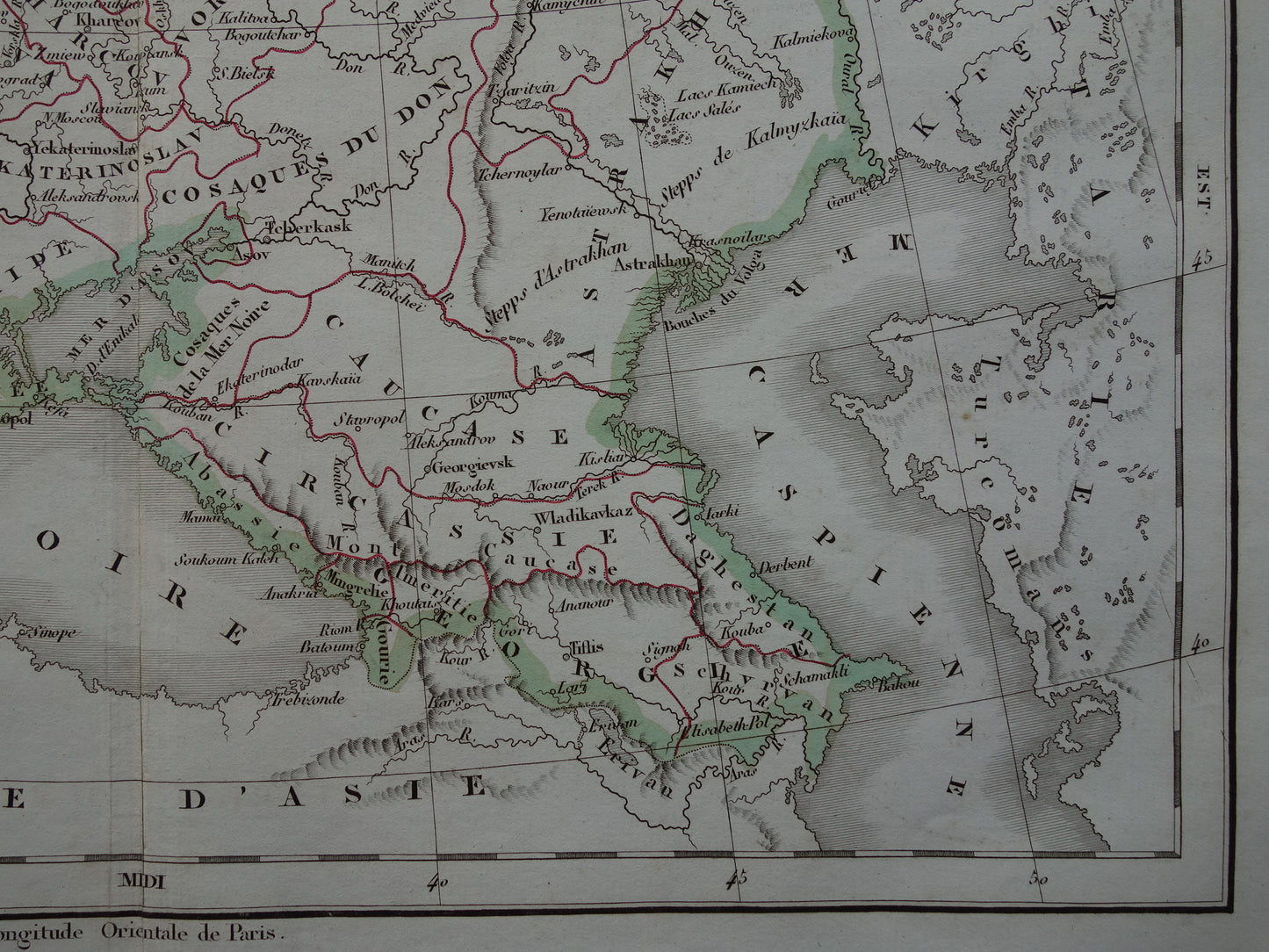 RUSLAND oude historische landkaart van Europees Rusland met Oekraïne Polen en de Kaukasus - originele antieke kaart 1832