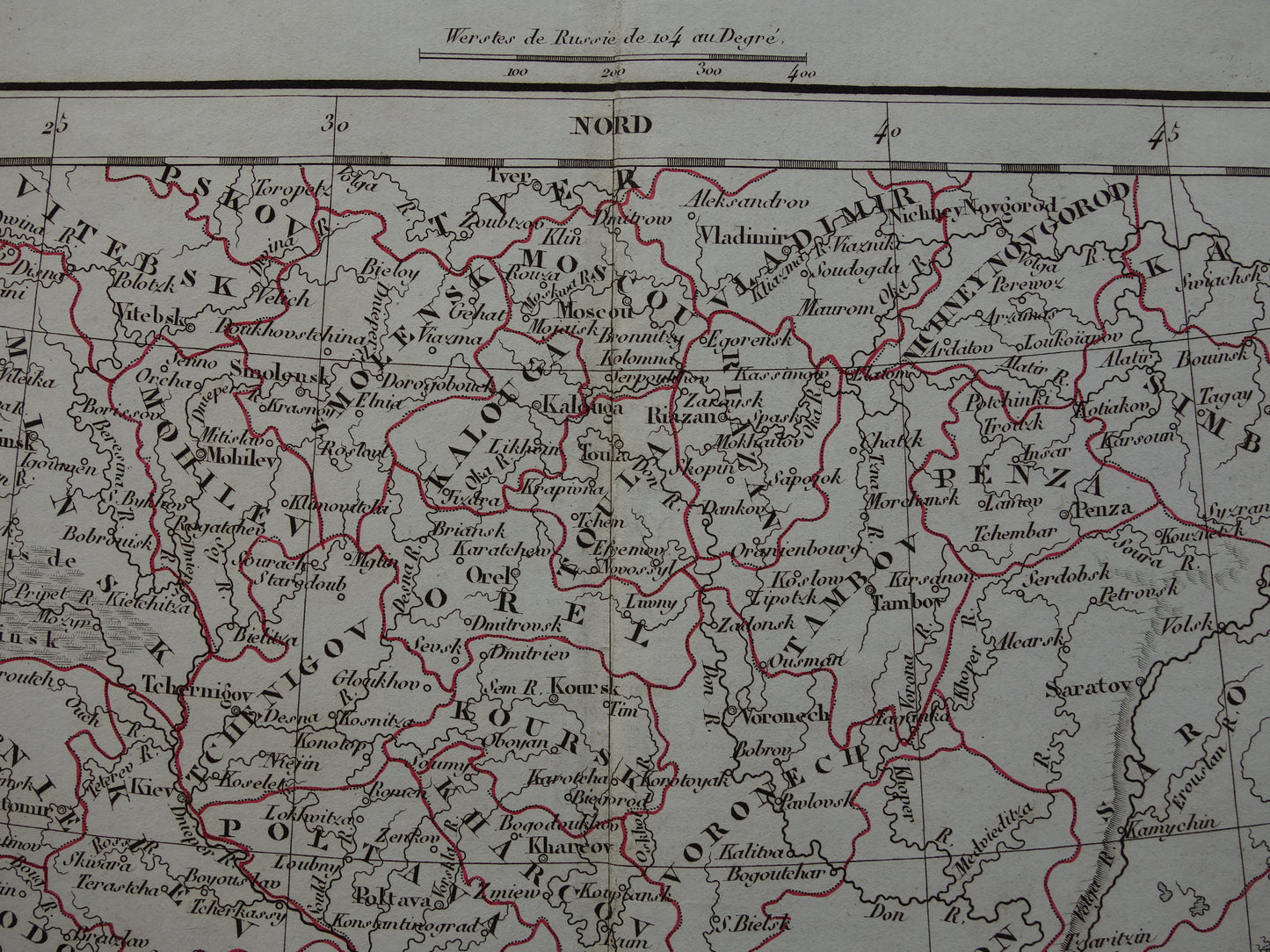 RUSLAND oude historische landkaart van Europees Rusland met Oekraïne Polen en de Kaukasus - originele antieke kaart 1832