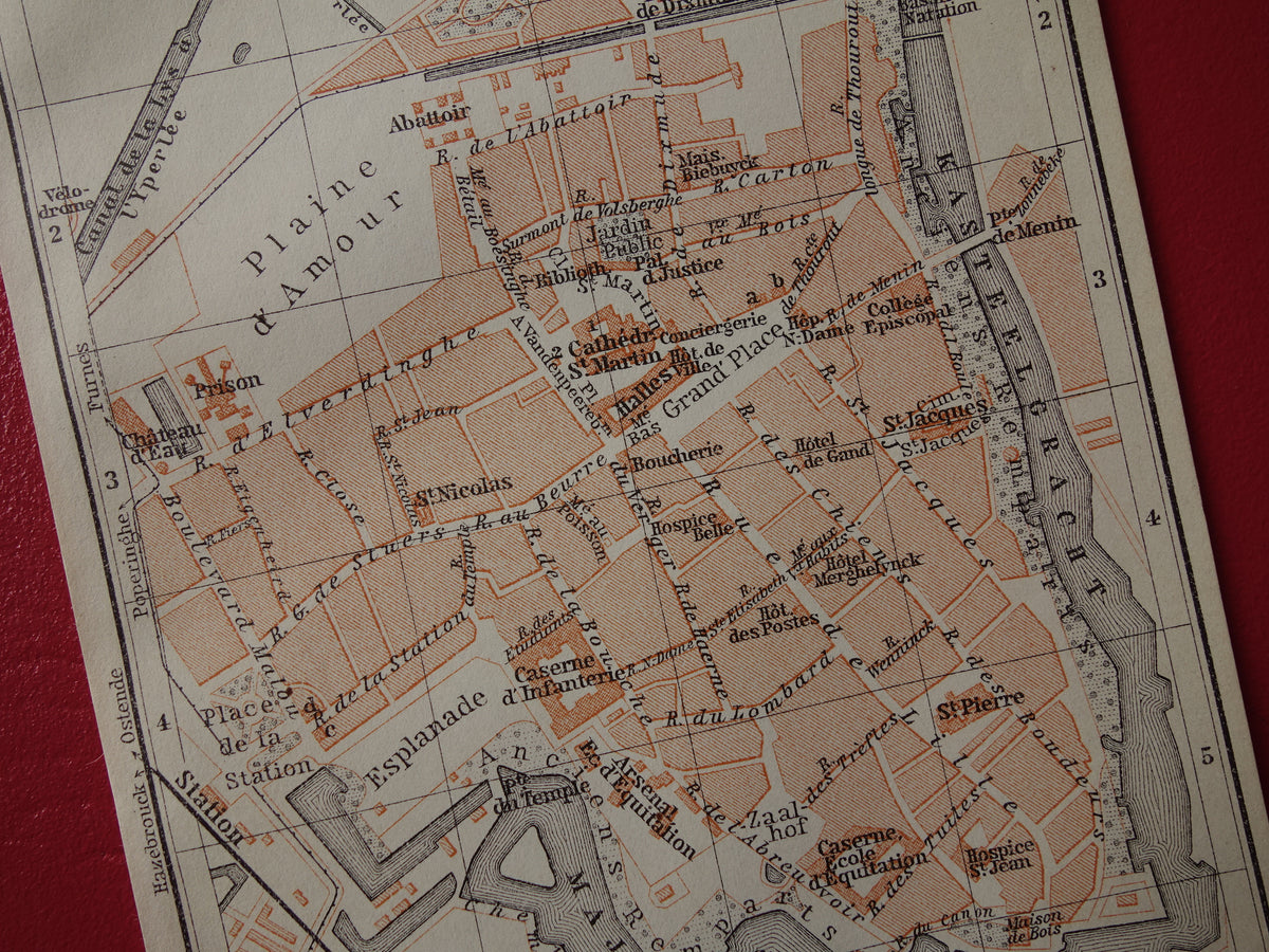 IEPER alte Karte von Ypern Belgien aus dem Jahr 1910 kleine originale antike Stadtplan Landkarte Ypres