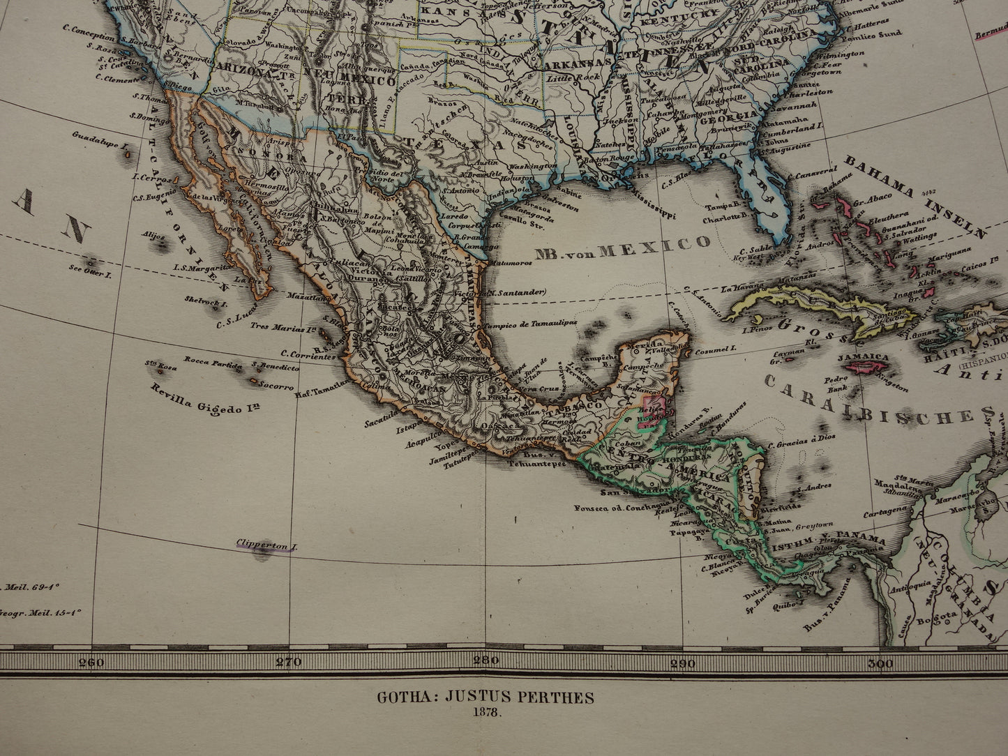 Oude landkaart van Noord-Amerika in 1878 Grote originele 145+ jaar antieke kaart van de VS Canada Mexico Groenland