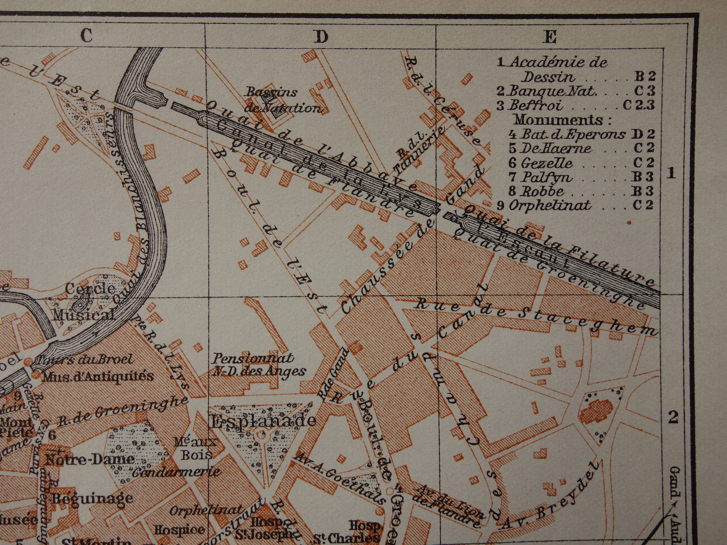 KORTRIJK oude kaart van Kortrijk / Courtrai België uit 1910 kleine originele antieke plattegrond landkaart
