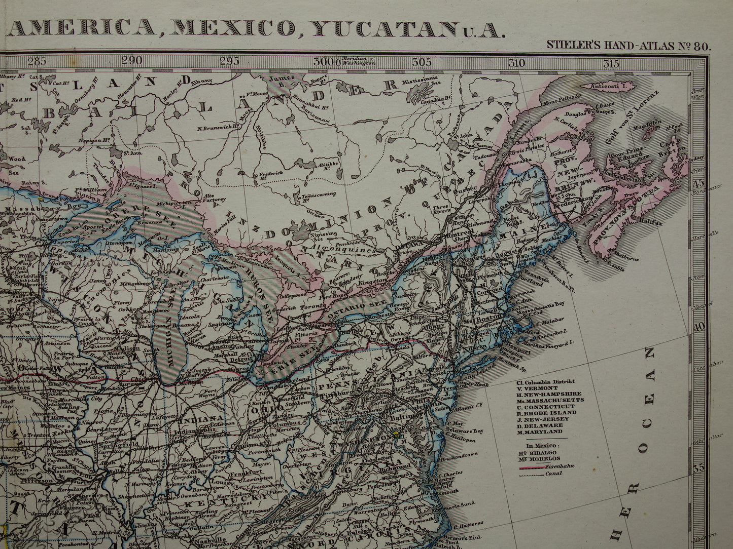 VERENIGDE STATEN oude kaart van de VS in 1878 antieke landkaart van Amerika USA originele vintage historische kaarten