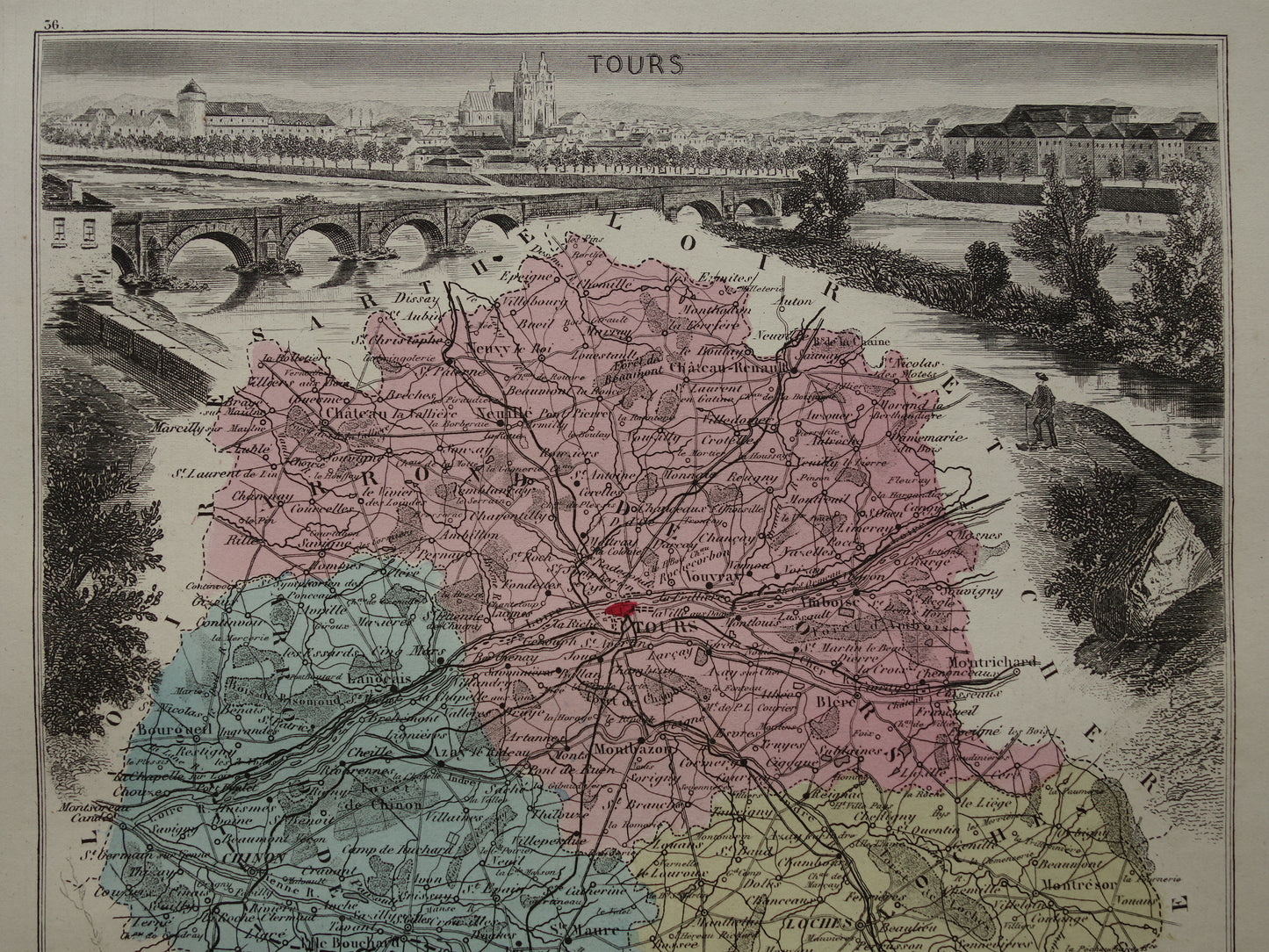 Tours Frankrijk vintage illustratie