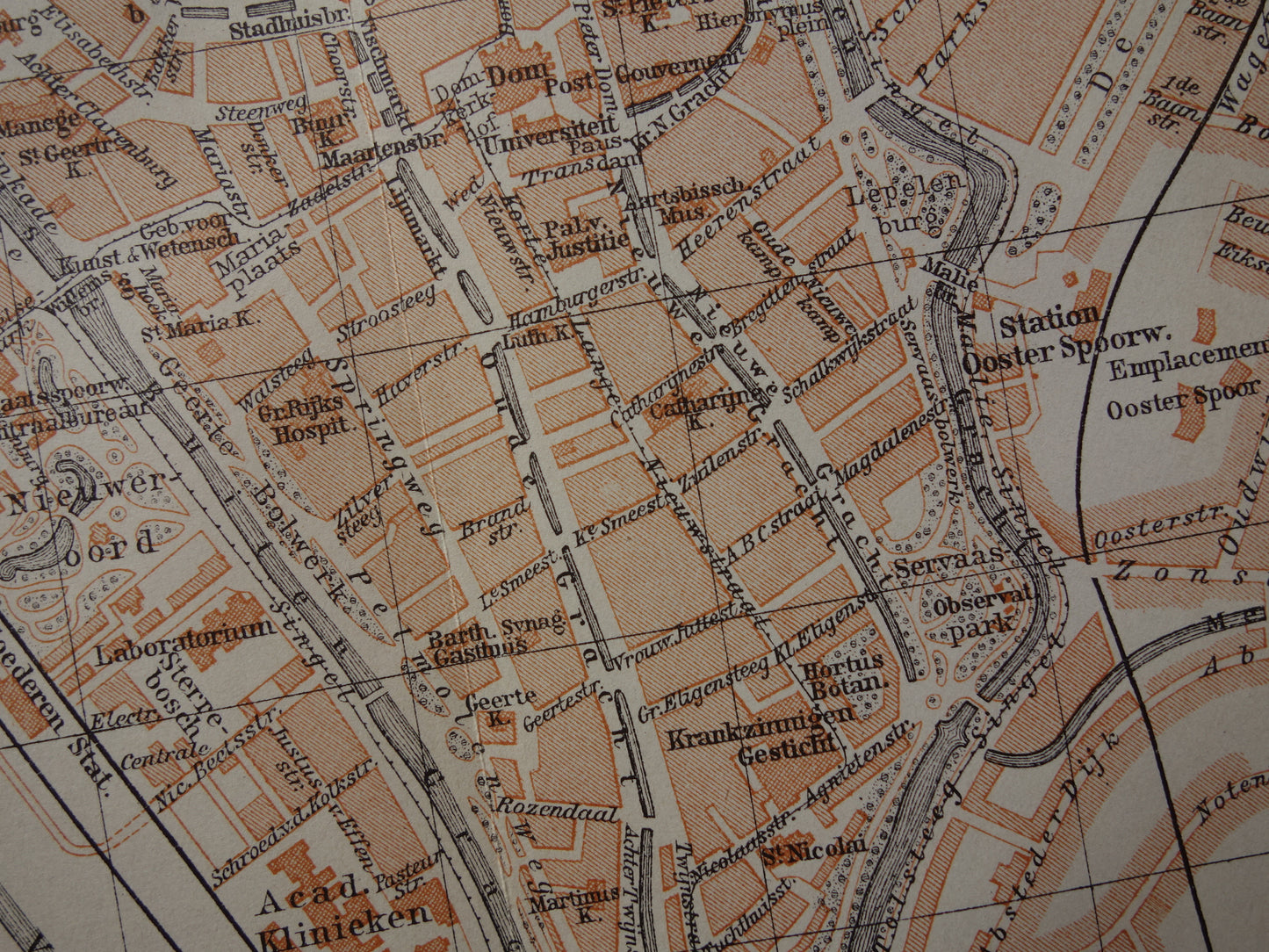 UTRECHT oude kaart van Utrecht uit 1910 kleine originele antieke plattegrond vintage landkaart