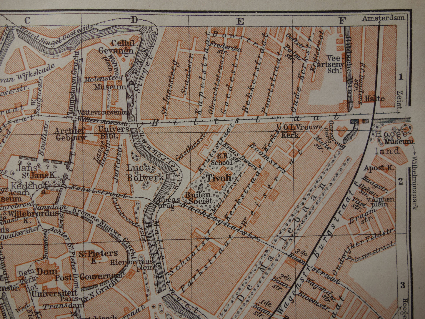 UTRECHT oude kaart van Utrecht uit 1910 kleine originele antieke plattegrond vintage landkaart