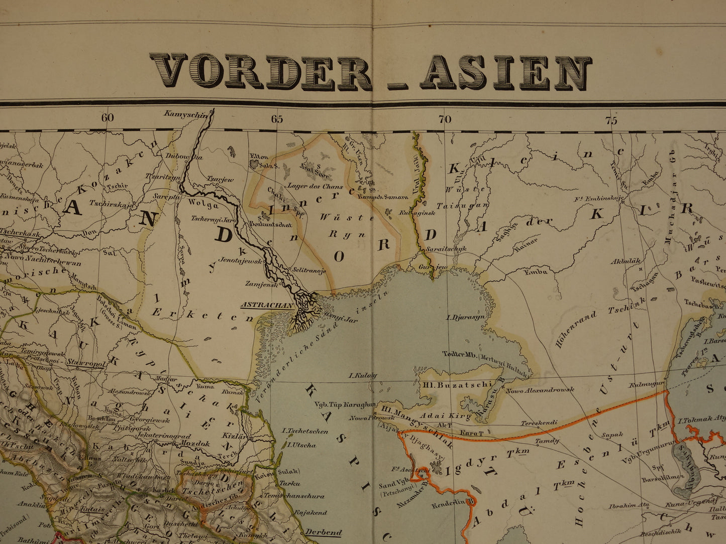 MIDDEN-OOSTEN Grote Oude Kaart van Turkse Rijk Perzië Kaukasus 1855 Originele Antieke Landkaart Turkije Saoedie-Arabië Iran Irak